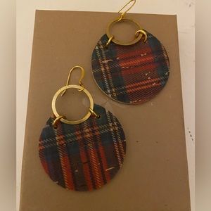 Plaid cork earrings